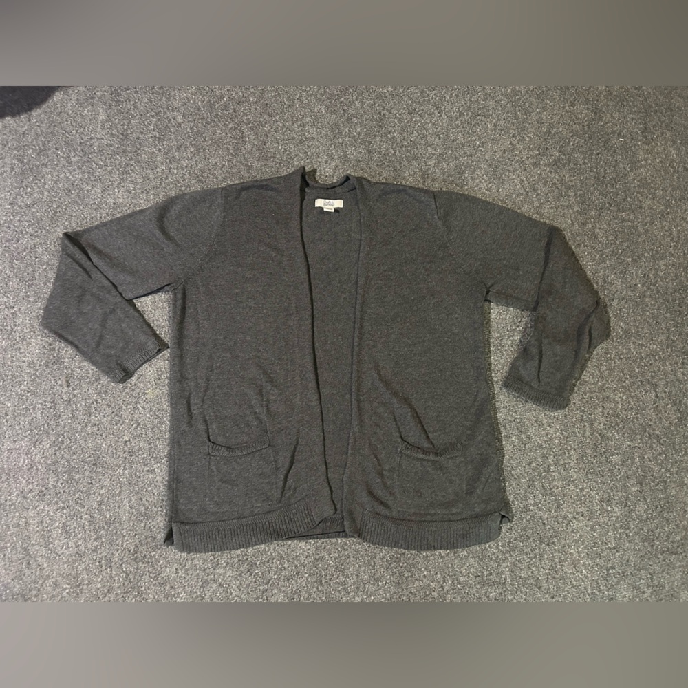 Croft & Barrow Gray Cardigan Sweater Petite Medium